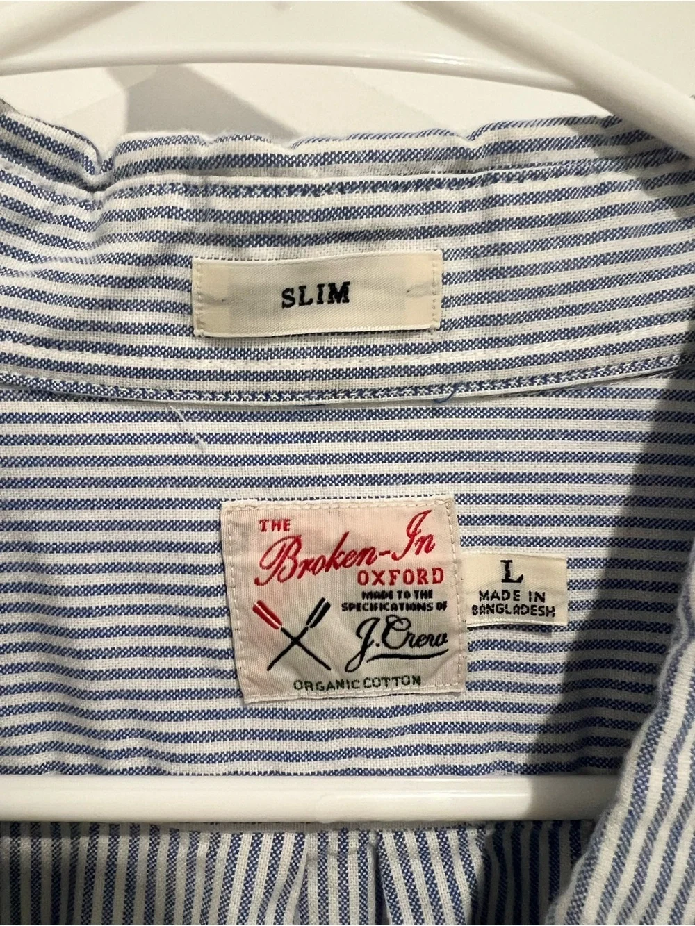 J. Crew Men's Blue and White Striped Button-Down Shirt